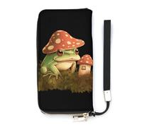 DWTJKMS Mushroom House And Frog Long Wallet Slim PU Leather Wallets for Men Women Minimalist Wallet with Card Slots, white, 20x10.5cm