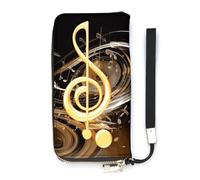 DWTJKMS Music Note Long Wallet Slim PU Leather Wallets for Men Women Minimalist Wallet with Card Slots, white, 20x10.5cm