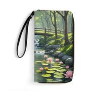 DWTJKMS Natural Landscape Painting Long Wallet Slim PU Leather Wallets for Men Women Minimalist Wallet with Card Slots, white, 19.7x10.5cm