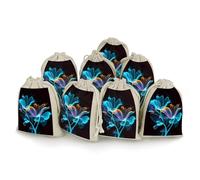 DWTJKMS Neon Flowers Gift Pouches 8PCS Portable Small Drawstring Storage Bags Pouches Reusable Cotton Linen Bunches Pocket For Wedding, Travel, Office, Workout (Unisex)