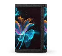 DWTJKMS Neon Flowers Wallet Minimalist Mens Slim Trifold Wallets Modern Fashion Wallets Anti-Theft Wallet Holds Cards And Cash