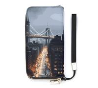 DWTJKMS New York City Long Wallet Slim PU Leather Wallets for Men Women Minimalist Wallet with Card Slots, white, 20x10.5cm
