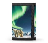 DWTJKMS Northern Lights Polar Bear Wallet Minimalist Mens Slim Trifold Wallets Modern Fashion Wallets Anti-Theft Wallet Holds Cards And Cash