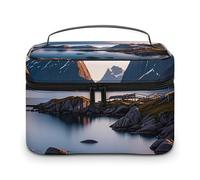 DWTJKMS Norway Islands Makeup Bag, Cosmetic Organizer Case Large Portable Capacity Make Up Bags Women Travel Toiletry Bags with Handle And Divider