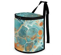 DWTJKMS Orange and Turquoise Car Trash Can with Lid Large Capacity Hanging Auto Trash Bin Leak-Proof Waterproof Trash Bin Cars Must Haves Interior Accessories