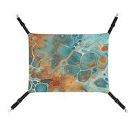 DWTJKMS Orange and Turquoise Cat Hammock Soft Sleeping Hammocks Adjustable Pet Hammock All Season Use for Cats, Ferret, Puppy, Rabbits, Small Animals (Classical)