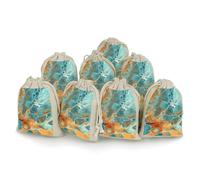 DWTJKMS Orange And Turquoise Gift Pouches 8PCS Portable Small Drawstring Storage Bags Pouches Reusable Cotton Linen Bunches Pocket For Wedding, Travel, Office, Workout (Unisex)
