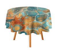 DWTJKMS Orange and Turquoise Round Tablecloth, Picnic Dinner Party Decor Table Covers Summer Fall Outdoor Circle Cover 70x70in for Wedding Birthday Patio Party