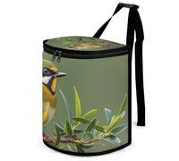 DWTJKMS Outdoor Olive Green Flowering Birds Car Trash Can with Lid Large Capacity Hanging Auto Trash Bin Leak-Proof Waterproof Trash Bin Cars Must Haves Interior Accessories