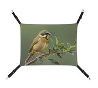 DWTJKMS Outdoor Olive Green Flowering Birds Cat Hammock Soft Sleeping Hammocks Adjustable Pet Hammock All Season Use for Cats, Ferret, Puppy, Rabbits, Small Animals (Classical)