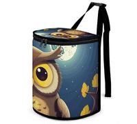 DWTJKMS Owl and Yellow Moon Car Trash Can with Lid Large Capacity Hanging Auto Trash Bin Leak-Proof Waterproof Trash Bin Cars Must Haves Interior Accessories
