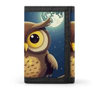 DWTJKMS Owl And Yellow Moon Wallet Minimalist Mens Slim Trifold Wallets Modern Fashion Wallets Anti-Theft Wallet Holds Cards And Cash
