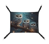 DWTJKMS Owl on Tree Cat Hammock Soft Sleeping Hammocks Adjustable Pet Hammock All Season Use for Cats, Ferret, Puppy, Rabbits, Small Animals (Classical)