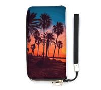 DWTJKMS Palm Tree Sunset Long Wallet Slim PU Leather Wallets for Men Women Minimalist Wallet with Card Slots, white, 20x10.5cm
