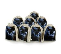 DWTJKMS Panther With Blue Eyes Gift Pouches 8PCS Portable Small Drawstring Storage Bags Pouches Reusable Cotton Linen Bunches Pocket For Wedding, Travel, Office, Workout (Unisex)