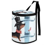 DWTJKMS Parisian Dachshund Car Trash Can with Lid Large Capacity Hanging Auto Trash Bin Leak-Proof Waterproof Trash Bin Cars Must Haves Interior Accessories