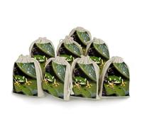 DWTJKMS Peace Tree Frog Gift Pouches 8PCS Portable Small Drawstring Storage Bags Pouches Reusable Cotton Linen Bunches Pocket For Wedding, Travel, Office, Workout (Unisex)
