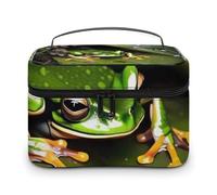 DWTJKMS Peace Tree Frog Makeup Bag, Cosmetic Organizer Case Large Portable Capacity Make Up Bags Women Travel Toiletry Bags with Handle And Divider