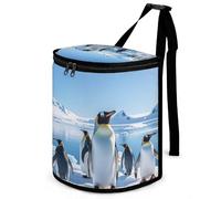 DWTJKMS Penguin Antarctica Ice Car Trash Can with Lid Large Capacity Hanging Auto Trash Bin Leak-Proof Waterproof Trash Bin Cars Must Haves Interior Accessories