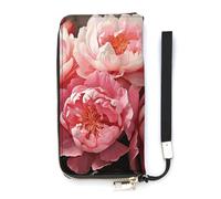 DWTJKMS Peony Flowers Blossom Long Wallet Slim PU Leather Wallets for Men Women Minimalist Wallet with Card Slots, white, 20x10.5cm
