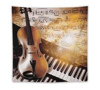 DWTJKMS Piano Violin Music Notes Tapestry Aesthetic Wall Hanging Tapestries Print Boho Tapestries Decorative Vertical Wall Carpet Vintage Poster Flag Decor for Bedroom Living Room 60"x60"