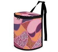 DWTJKMS Pink and Orange Pattern Car Trash Can with Lid Large Capacity Hanging Auto Trash Bin Leak-Proof Waterproof Trash Bin Cars Must Haves Interior Accessories