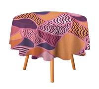 DWTJKMS Pink and Orange Pattern Round Tablecloth Picnic Dinner Party Decor Table Covers Summer Fall Outdoor Circle Cover 50x50in for Wedding Birthday Patio Party