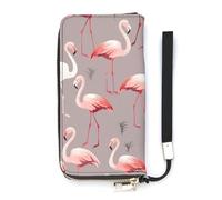 DWTJKMS Pink Flamingo Pattern Long Wallet Slim PU Leather Wallets for Men Women Minimalist Wallet with Card Slots, white, 20x10.5cm
