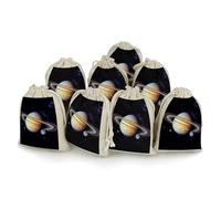 DWTJKMS Planet Jupiter Gift Pouches 8PCS Portable Small Drawstring Storage Bags Pouches Reusable Cotton Linen Bunches Pocket For Wedding, Travel, Office, Workout (Unisex)