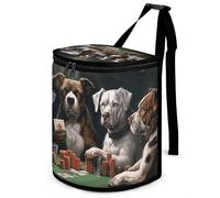 DWTJKMS Playing Poker Dogs Car Trash Can with Lid Large Capacity Hanging Auto Trash Bin Leak-Proof Waterproof Trash Bin Cars Must Haves Interior Accessories