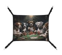 DWTJKMS Playing Poker Dogs Cat Hammock Soft Sleeping Hammocks Adjustable Pet Hammock All Season Use for Cats, Ferret, Puppy, Rabbits, Small Animals (Classical)