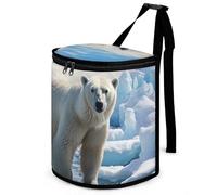 DWTJKMS Polar Bear Ice Car Trash Can with Lid Large Capacity Hanging Auto Trash Bin Leak-Proof Waterproof Trash Bin Cars Must Haves Interior Accessories