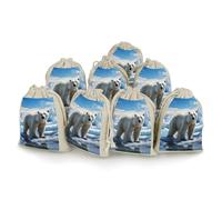 DWTJKMS Polar Bear Ice Gift Pouches 8PCS Portable Small Drawstring Storage Bags Pouches Reusable Cotton Linen Bunches Pocket For Wedding, Travel, Office, Workout (Unisex)