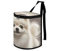DWTJKMS Pomeranian Dog Car Trash Can with Lid Large Capacity Hanging Auto Trash Bin Leak-Proof Waterproof Trash Bin Cars Must Haves Interior Accessories