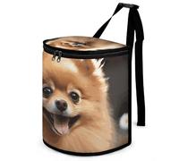 DWTJKMS Pomeranian Dog Car Trash Can with Lid Large Capacity Hanging Auto Trash Bin Leak-Proof Waterproof Trash Bin Cars Must Haves Interior Accessories