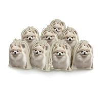 DWTJKMS Pomeranian Dog Gift Pouches 8PCS Portable Small Drawstring Storage Bags Pouches Reusable Cotton Linen Bunches Pocket For Wedding, Travel, Office, Workout (Unisex)