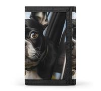 DWTJKMS Puppy Dog Boston Terrier Wallet Minimalist Mens Slim Trifold Wallets Modern Fashion Wallets Anti-Theft Wallet Holds Cards And Cash