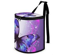 DWTJKMS Purple Butterfly Car Trash Can with Lid Large Capacity Hanging Auto Trash Bin Leak-Proof Waterproof Trash Bin Cars Must Haves Interior Accessories