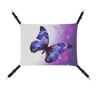 DWTJKMS Purple Butterfly Cat Hammock Soft Sleeping Hammocks Adjustable Pet Hammock All Season Use for Cats, Ferret, Puppy, Rabbits, Small Animals (Classical)