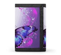 DWTJKMS Purple Butterfly Wallet Minimalist Mens Slim Trifold Wallets Modern Fashion Wallets Anti-Theft Wallet Holds Cards And Cash
