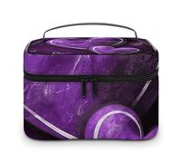 DWTJKMS Purple Hearts Makeup Bag, Cosmetic Organizer Case Large Portable Capacity Make Up Bags Women Travel Toiletry Bags with Handle And Divider