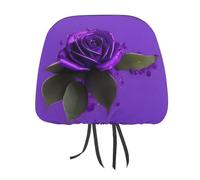 DWTJKMS Purple Rose Print Car Seat Headrest Cover 2 PCS Adjustable Reusable, Auto Interior Seat Accessories Cute Vintage Car Headrest Protector Seats Cover,for Most Cars