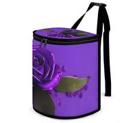 DWTJKMS Purple Rose Print Car Trash Can with Lid Large Capacity Hanging Auto Trash Bin Leak-Proof Waterproof Trash Bin Cars Must Haves Interior Accessories