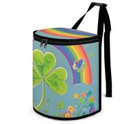 DWTJKMS Rainbow Circle Shamrock Car Trash Can with Lid Large Capacity Hanging Auto Trash Bin Leak-Proof Waterproof Trash Bin Cars Must Haves Interior Accessories