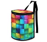 DWTJKMS Rainbow Color Plaid-png Car Trash Can with Lid Large Capacity Hanging Auto Trash Bin Leak-Proof Waterproof Trash Bin Cars Must Haves Interior Accessories