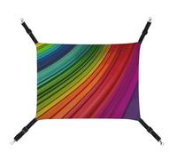 DWTJKMS Rainbow Color Stripe Cat Hammock Soft Sleeping Hammocks Adjustable Pet Hammock All Season Use for Cats, Ferret, Puppy, Rabbits, Small Animals (Classical)