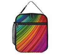 DWTJKMS Rainbow Color Stripe Insulated Lunch Bag, Leakproof Cooler Bag for Men Women, with Handle Reusable Insulated Lunch Box for Office Work Picnic
