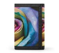 DWTJKMS Rainbow Rose Flower Wallet Minimalist Mens Slim Trifold Wallets Modern Fashion Wallets Anti-Theft Wallet Holds Cards And Cash