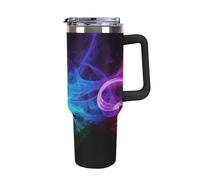 DWTJKMS Rainbow Smoke Stainless Steel Tumbler 40 Oz Leak-proof Large Capacity Car Cup with Handle Straw Double Wall Vacuum Insulated Cup Reusable Keeps Cold Or Hot Black-style