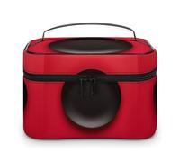 DWTJKMS Red Black Plate Makeup Bag, Cosmetic Organizer Case Large Portable Capacity Make Up Bags Women Travel Toiletry Bags with Handle And Divider